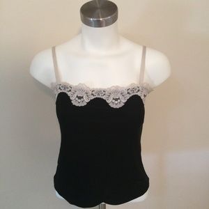 Necessary Objects Black Camisole with white lace